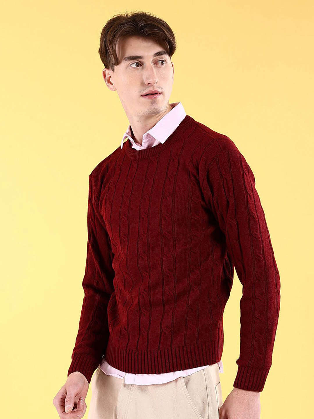 Shop Men's Knitted Regular Fit Sweater Online.