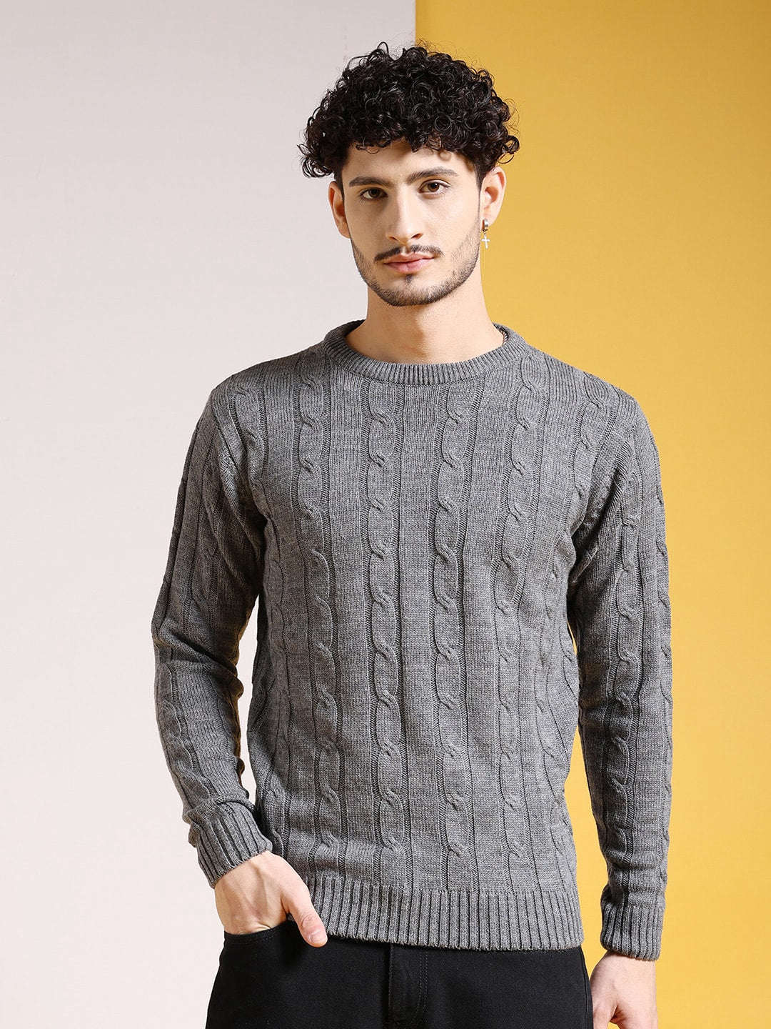 Shop Men's Knitted Regular Fit Sweater Online.