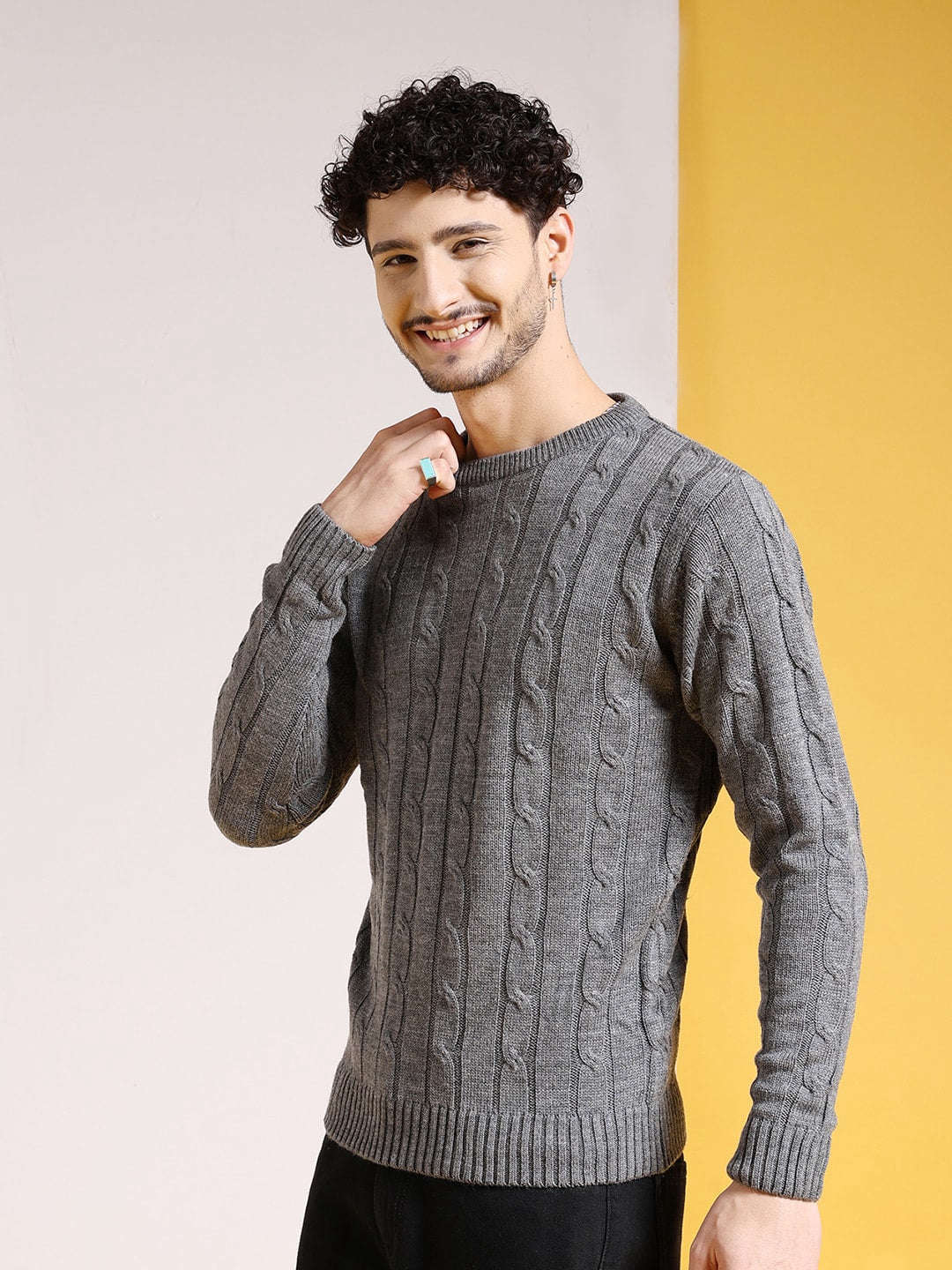 Shop Men's Knitted Regular Fit Sweater Online.