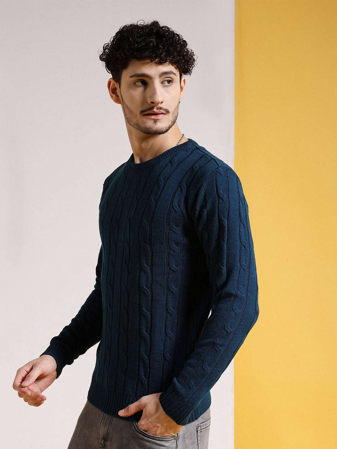 Shop Men's Knitted Regular Fit Sweater Online.