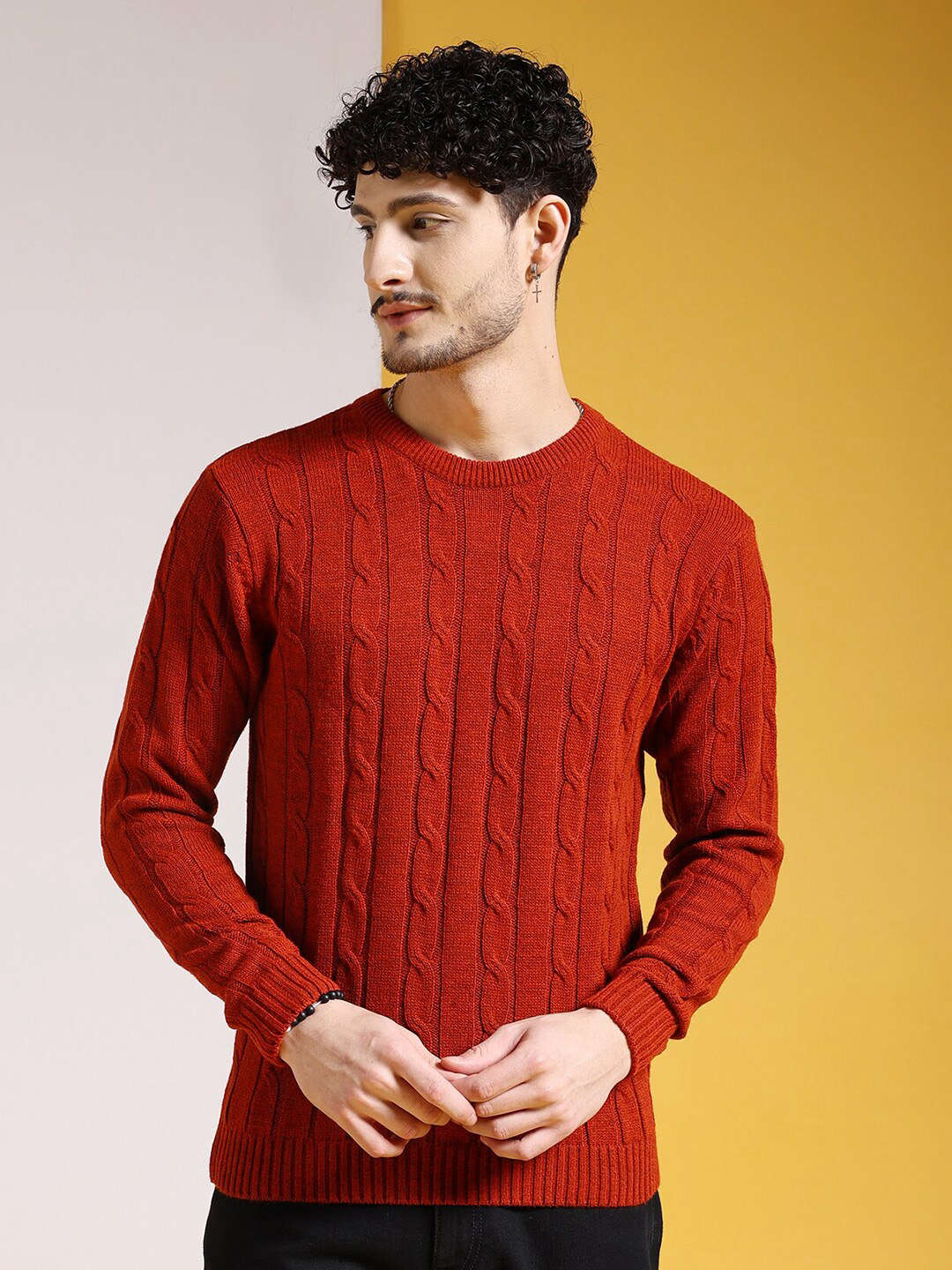 Shop Men's Knitted Regular Fit Sweater Online.