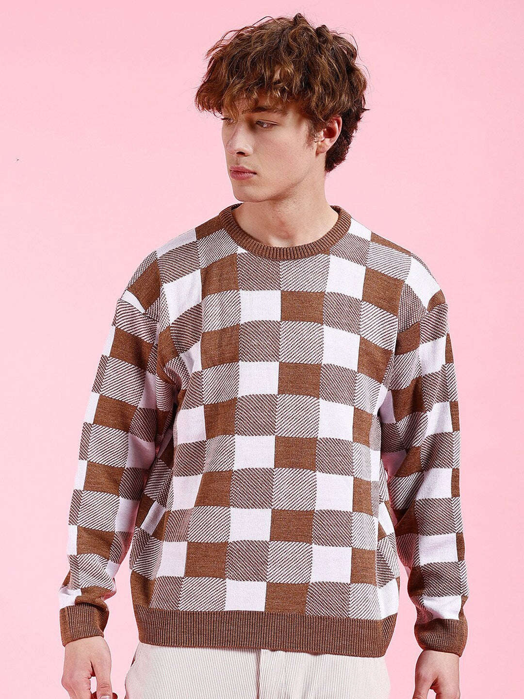 Shop Men's Checked Oversized Sweater Online.