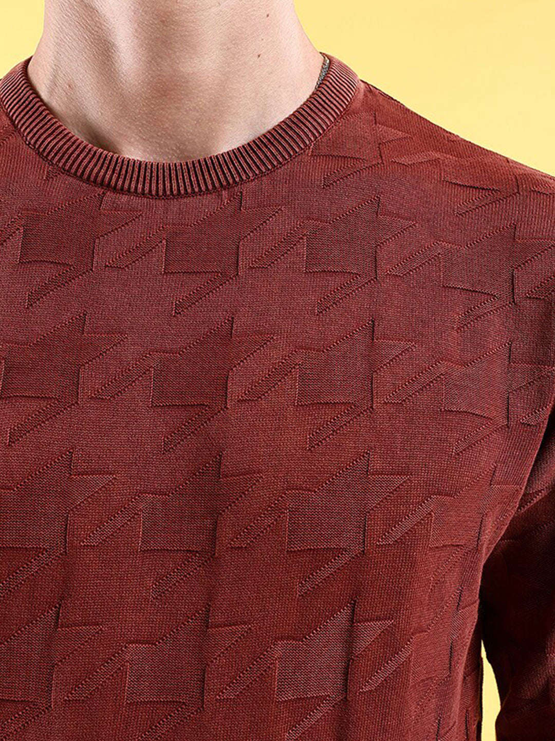 Shop Men's Textured Regular Fit Sweater Online.