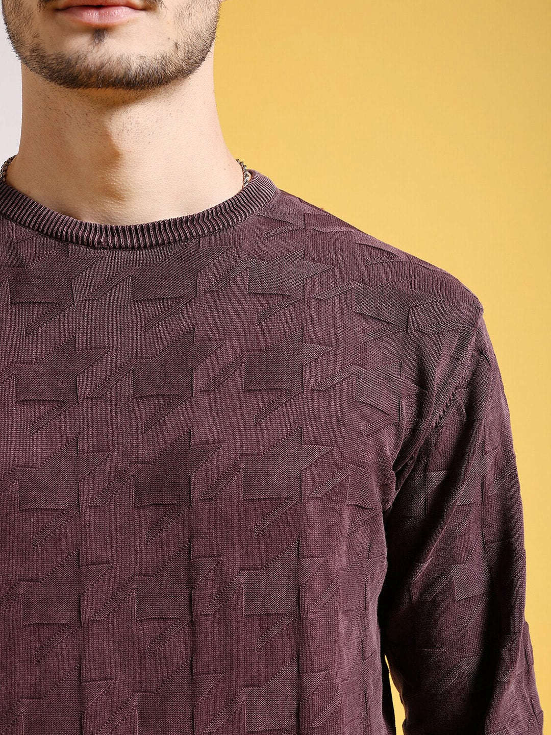 Shop Men's Textured Regular Fit Sweater Online.