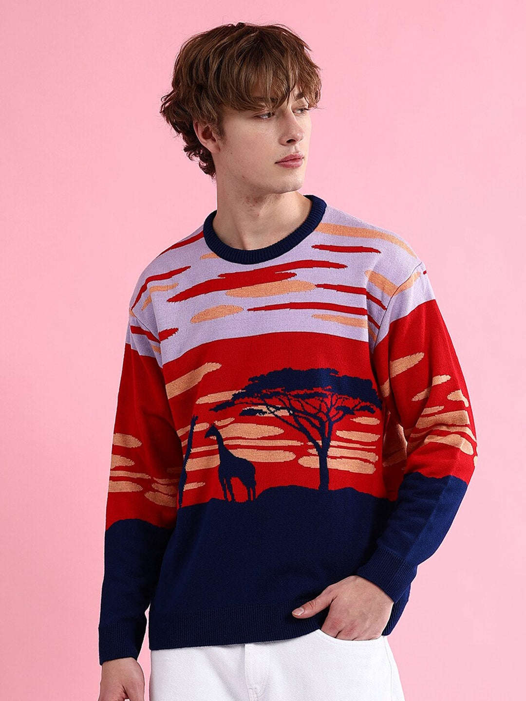 Shop Men's Printed Oversized Sweater Online.