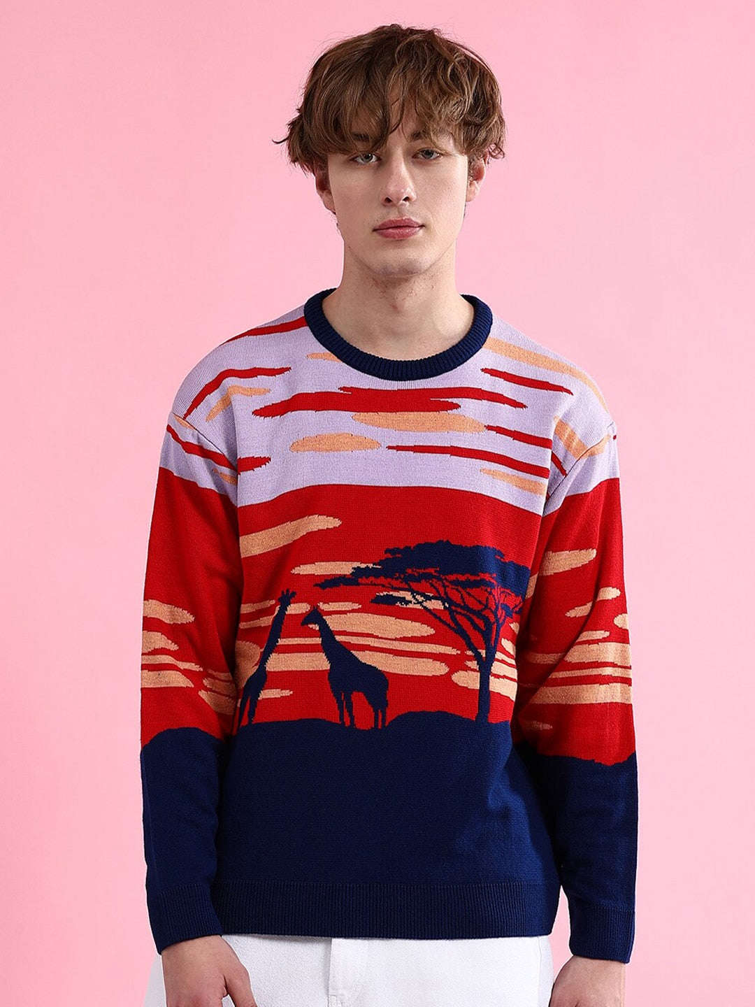 Shop Men's Printed Oversized Sweater Online.