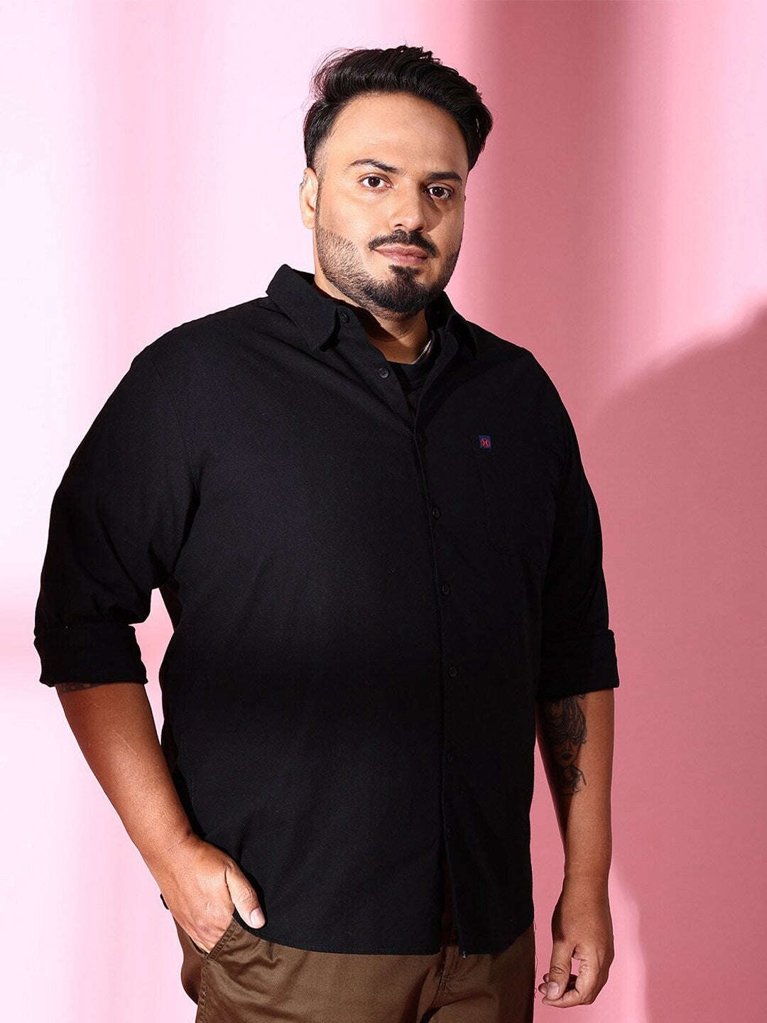 Shop Men Plus Size Solid Linen Shirt Online.