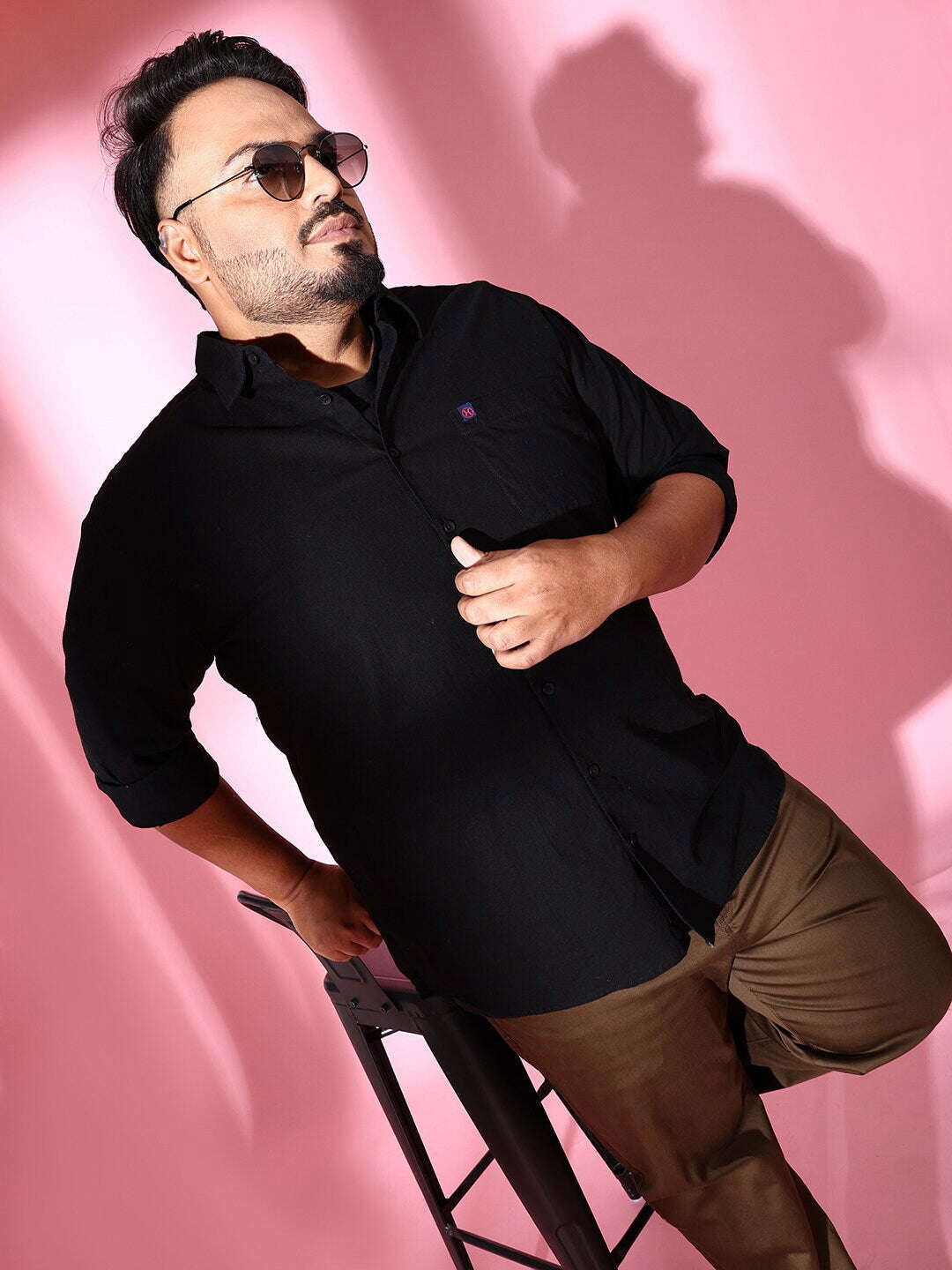 Shop Men Plus Size Solid Linen Shirt Online.