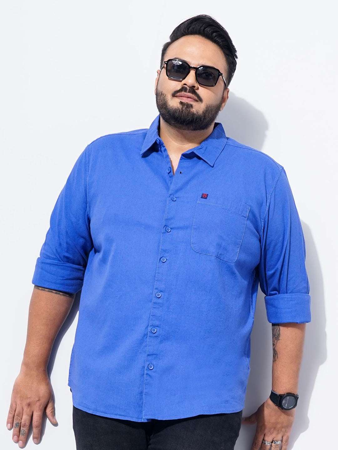 Shop Men Plus Size Solid Linen Shirt Online.