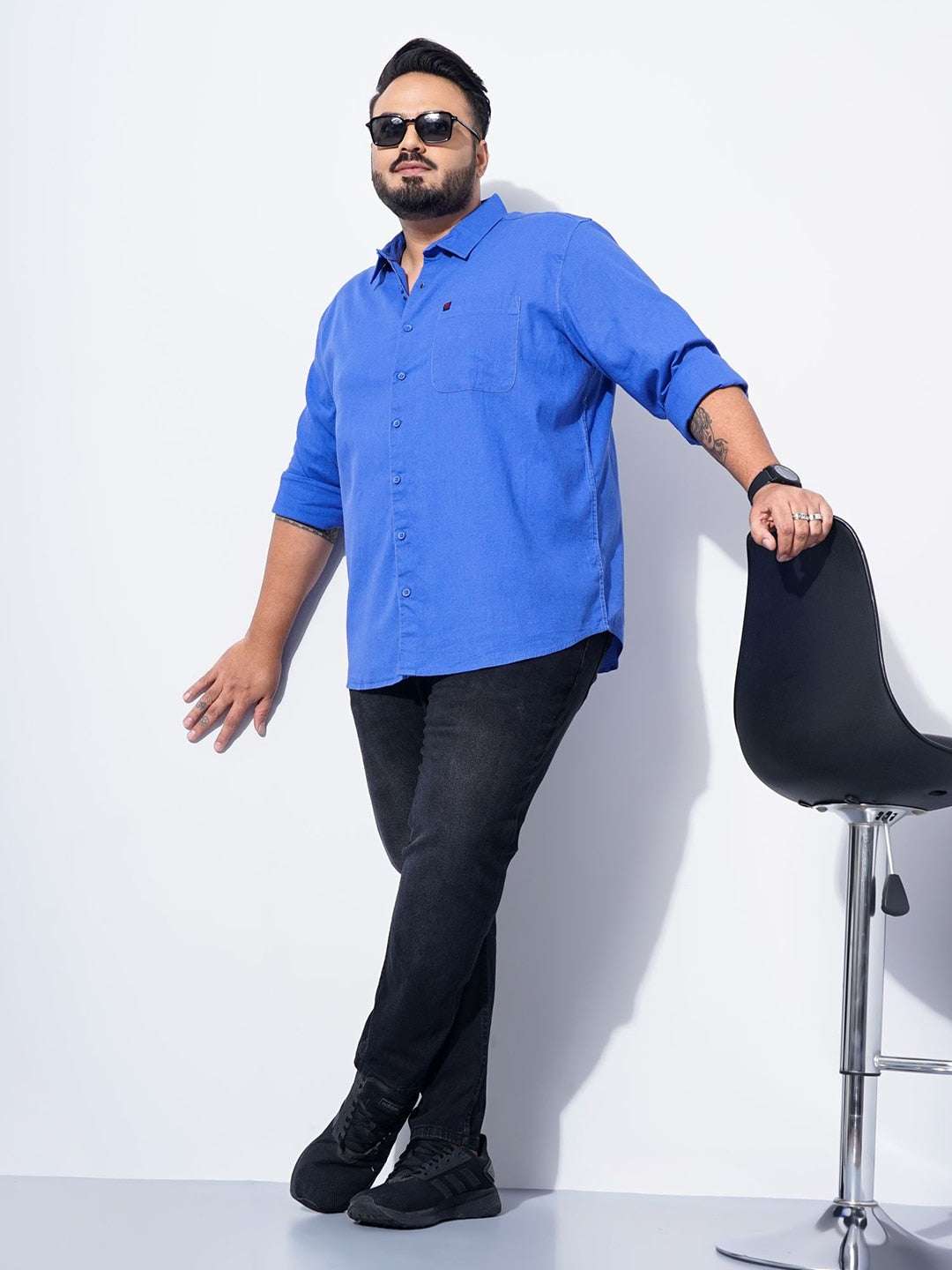 Shop Men Plus Size Solid Linen Shirt Online.