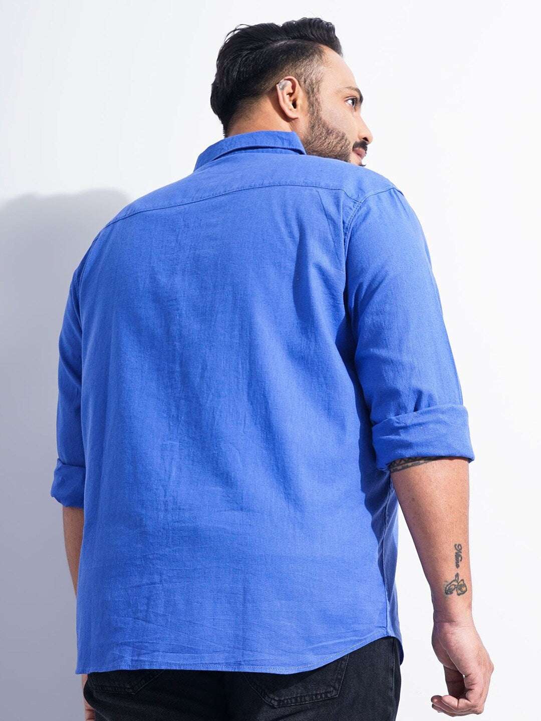 Shop Men Plus Size Solid Linen Shirt Online.