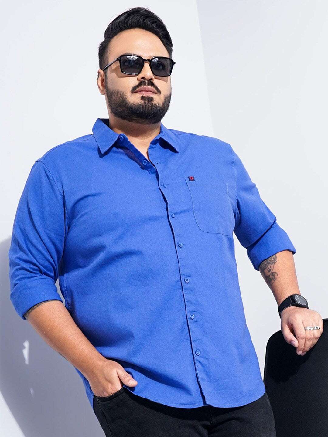 Shop Men Plus Size Solid Linen Shirt Online.