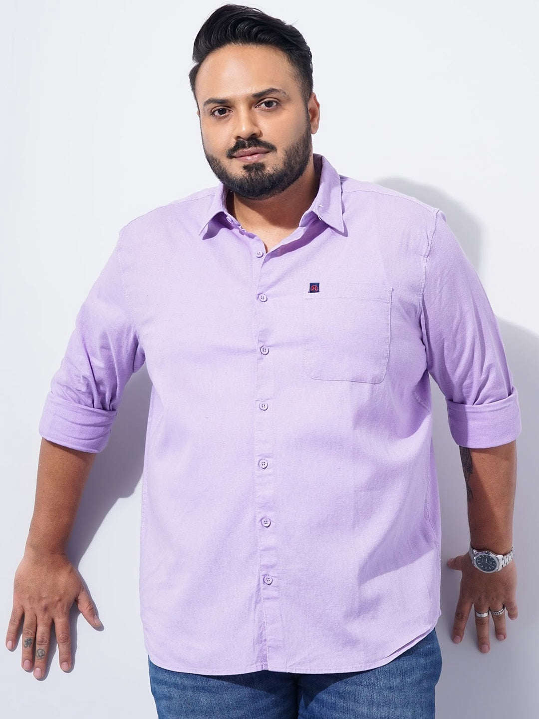 Shop Men Plus Size Solid Linen Shirt Online.