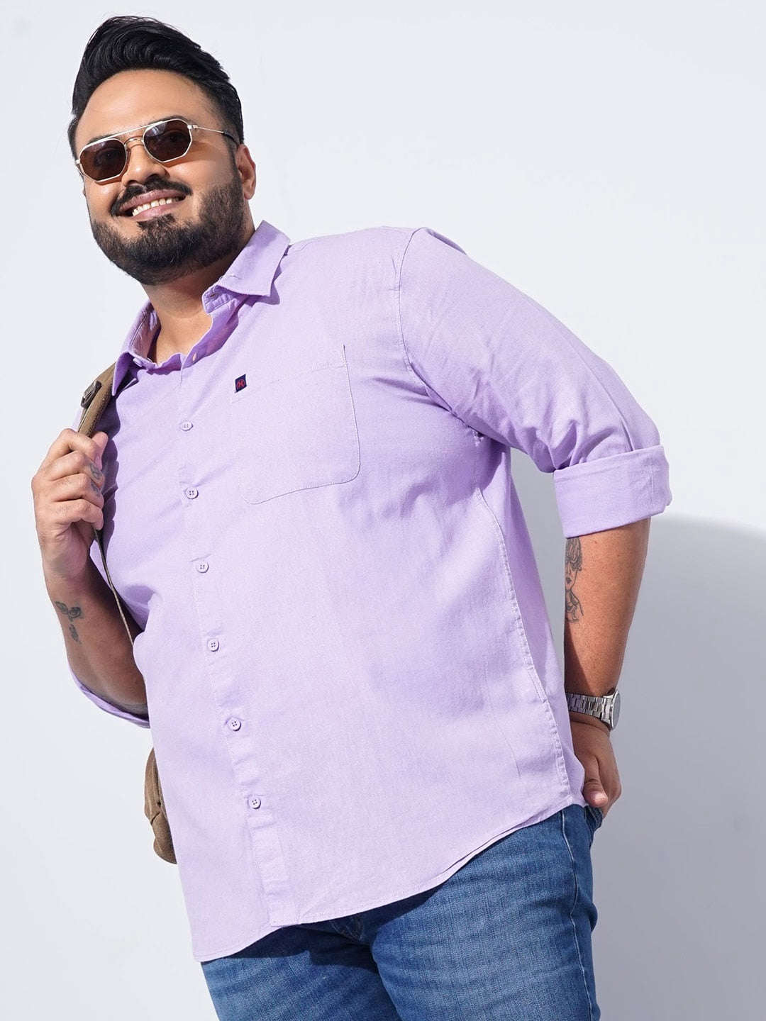 Shop Men Plus Size Solid Linen Shirt Online.