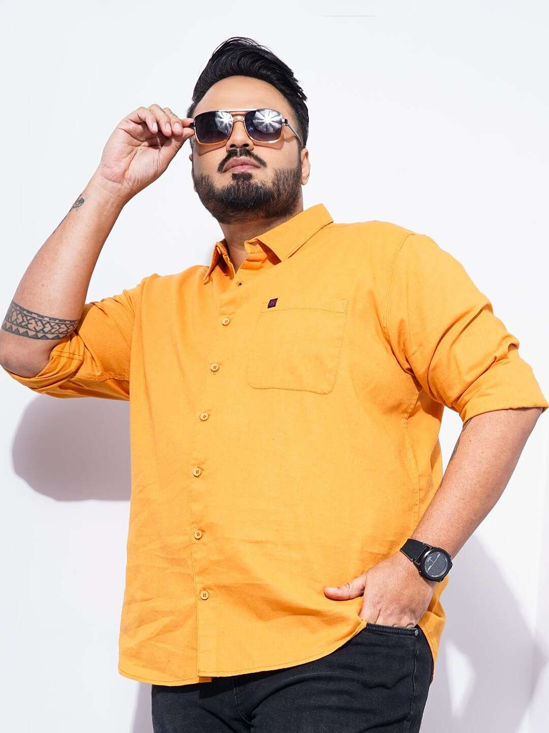 Shop Men Plus Size Solid Linen Shirt Online.