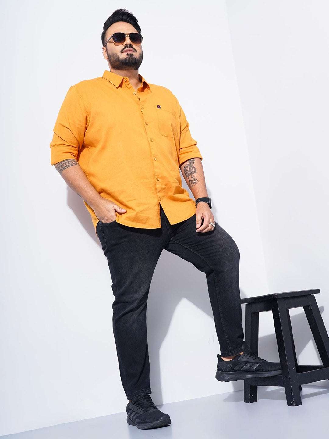 Shop Men Plus Size Solid Linen Shirt Online.