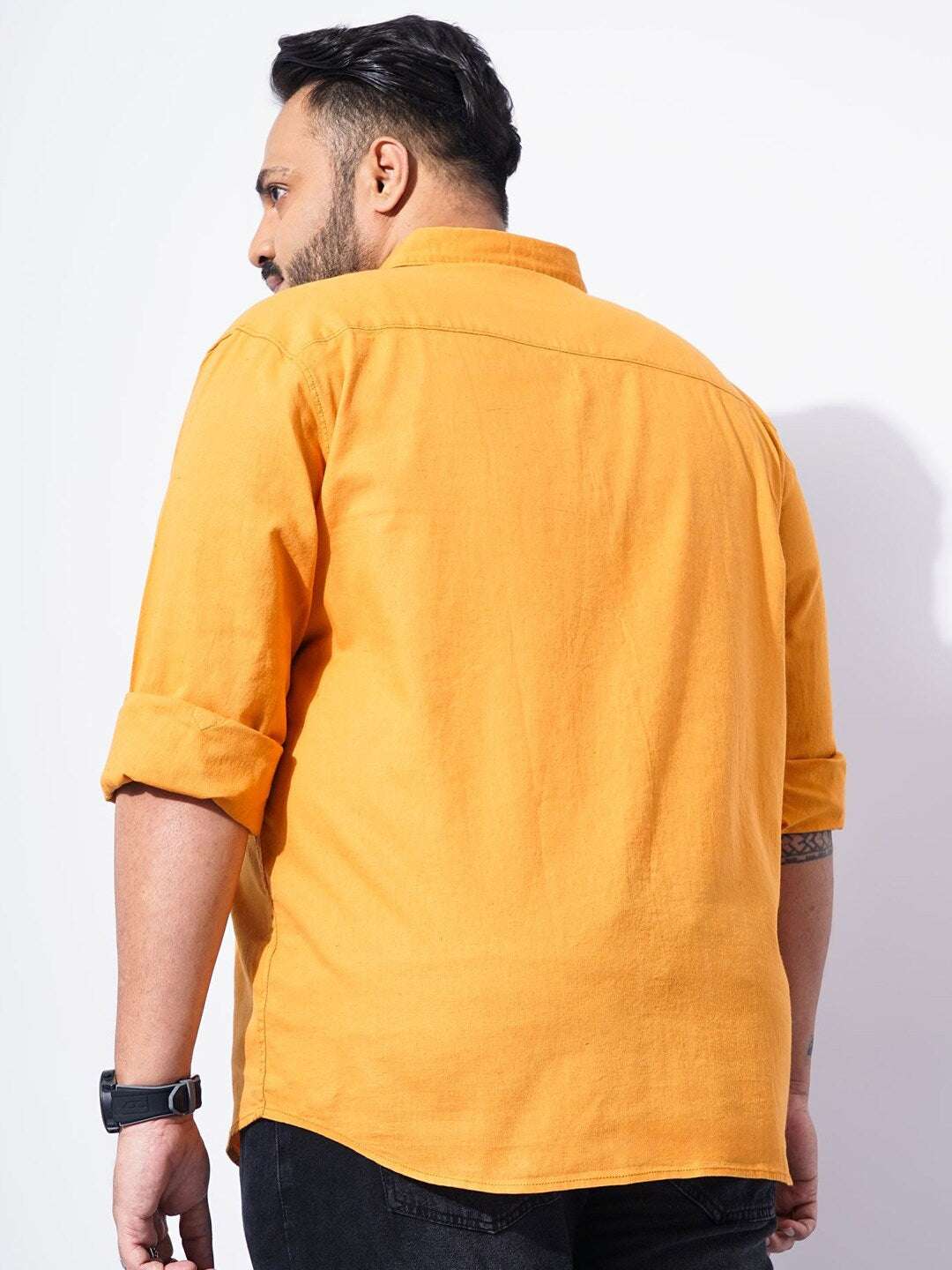 Shop Men Plus Size Solid Linen Shirt Online.