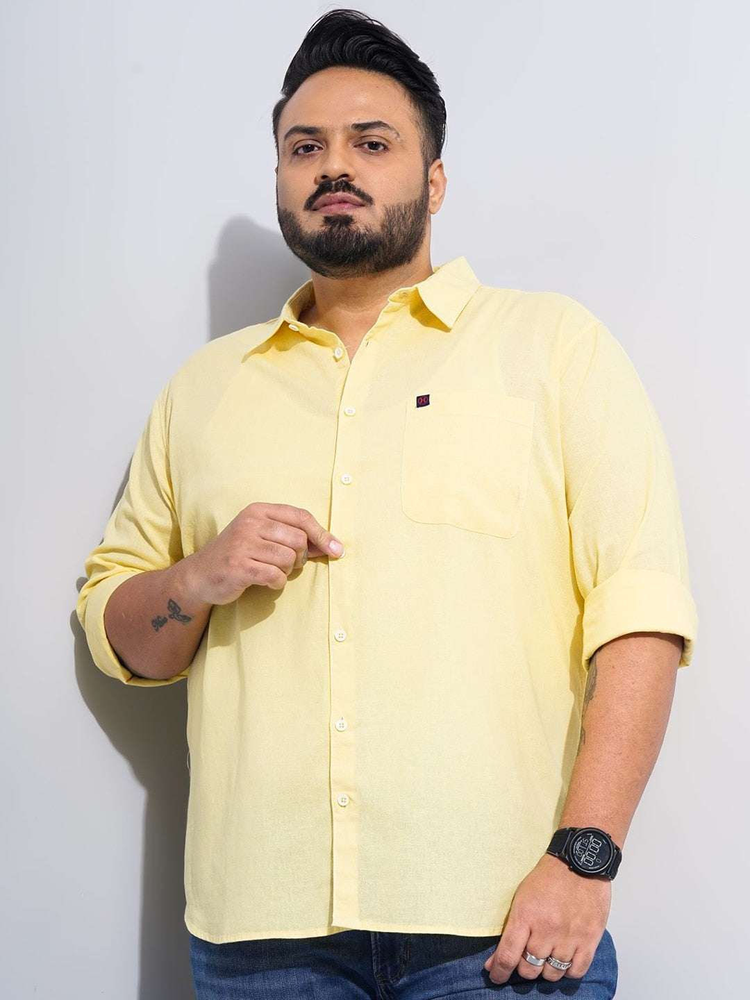 Shop Men Plus Size Solid Linen Shirt Online.