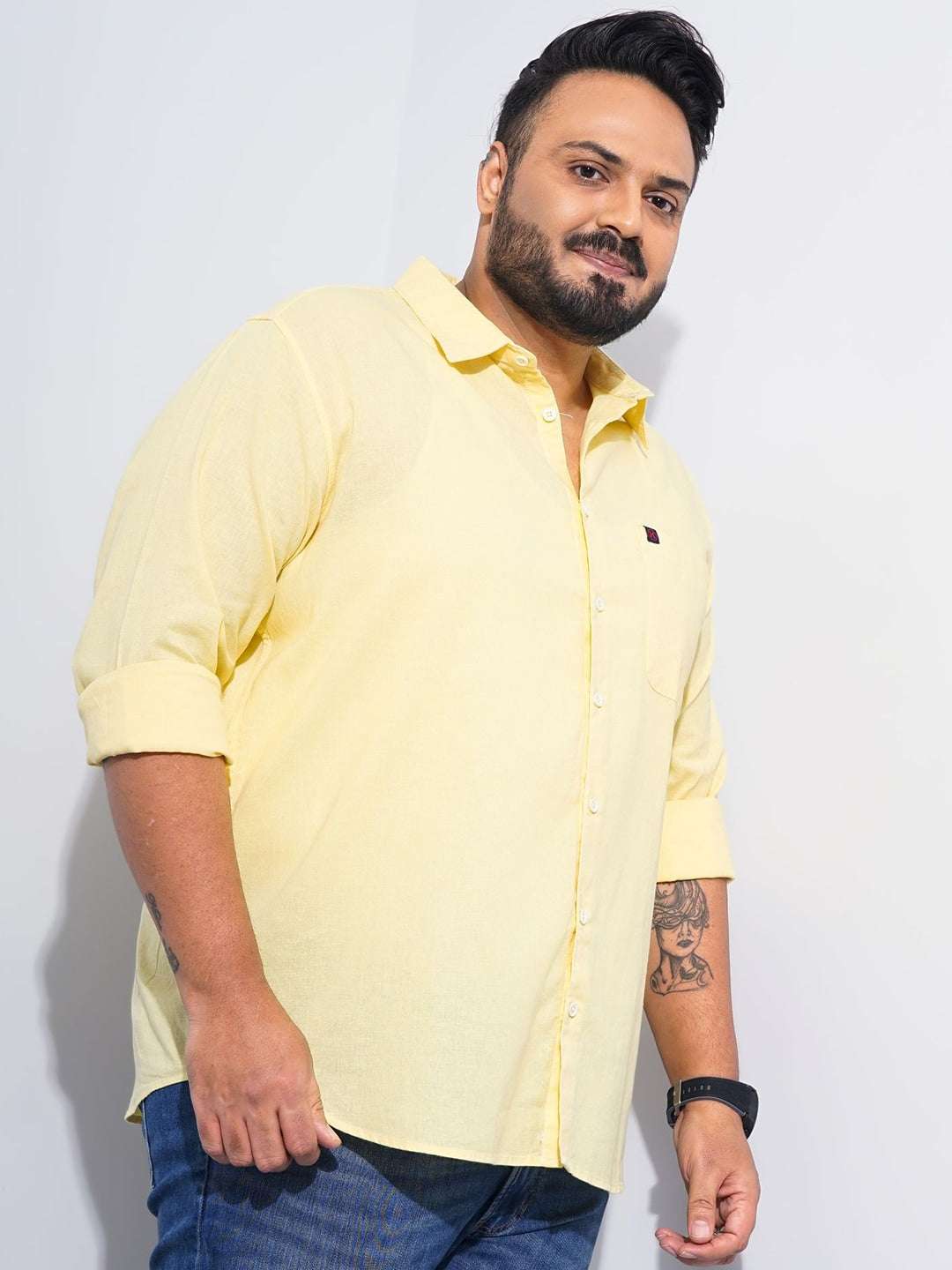 Shop Men Plus Size Solid Linen Shirt Online.