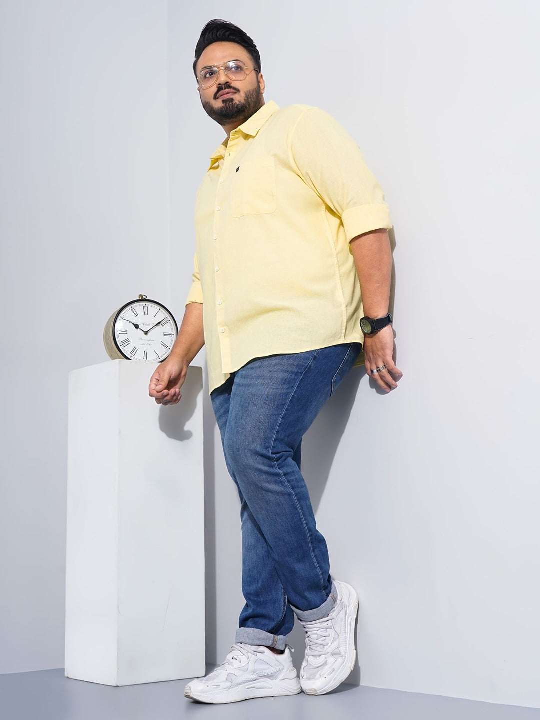 Shop Men Plus Size Solid Linen Shirt Online.