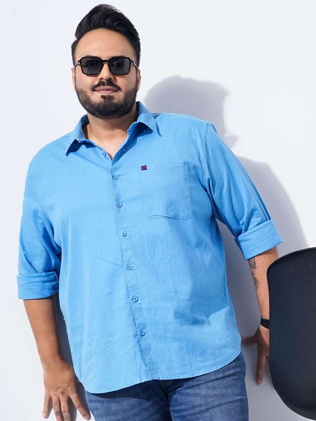 Shop Men Plus Size Solid Linen Shirt Online.