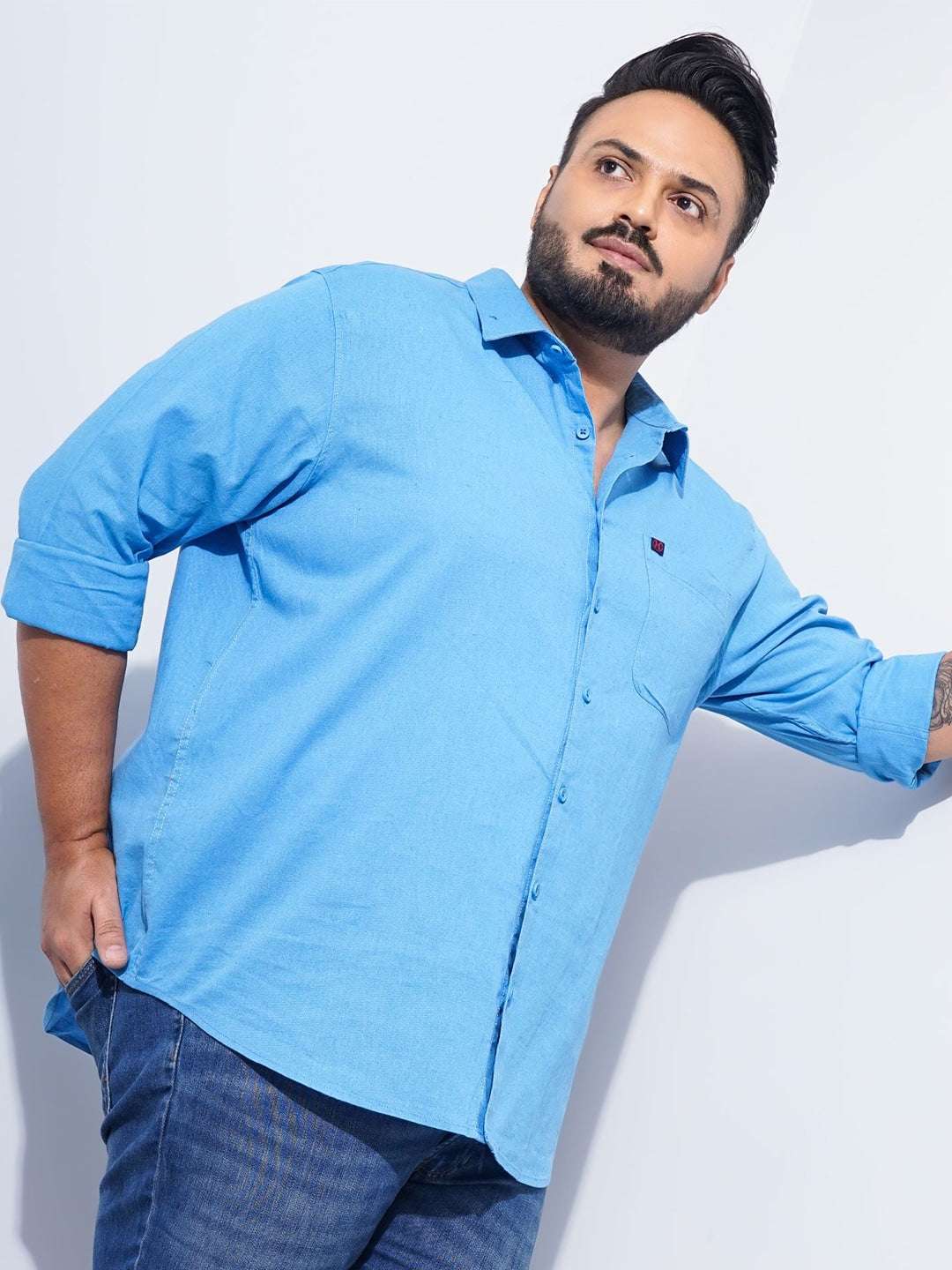 Shop Men Plus Size Solid Linen Shirt Online.