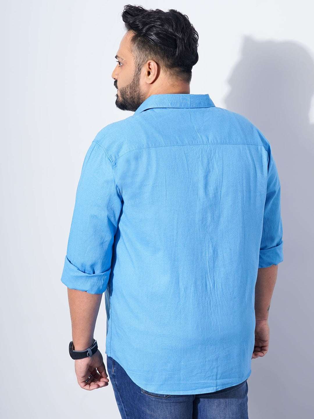 Shop Men Plus Size Solid Linen Shirt Online.