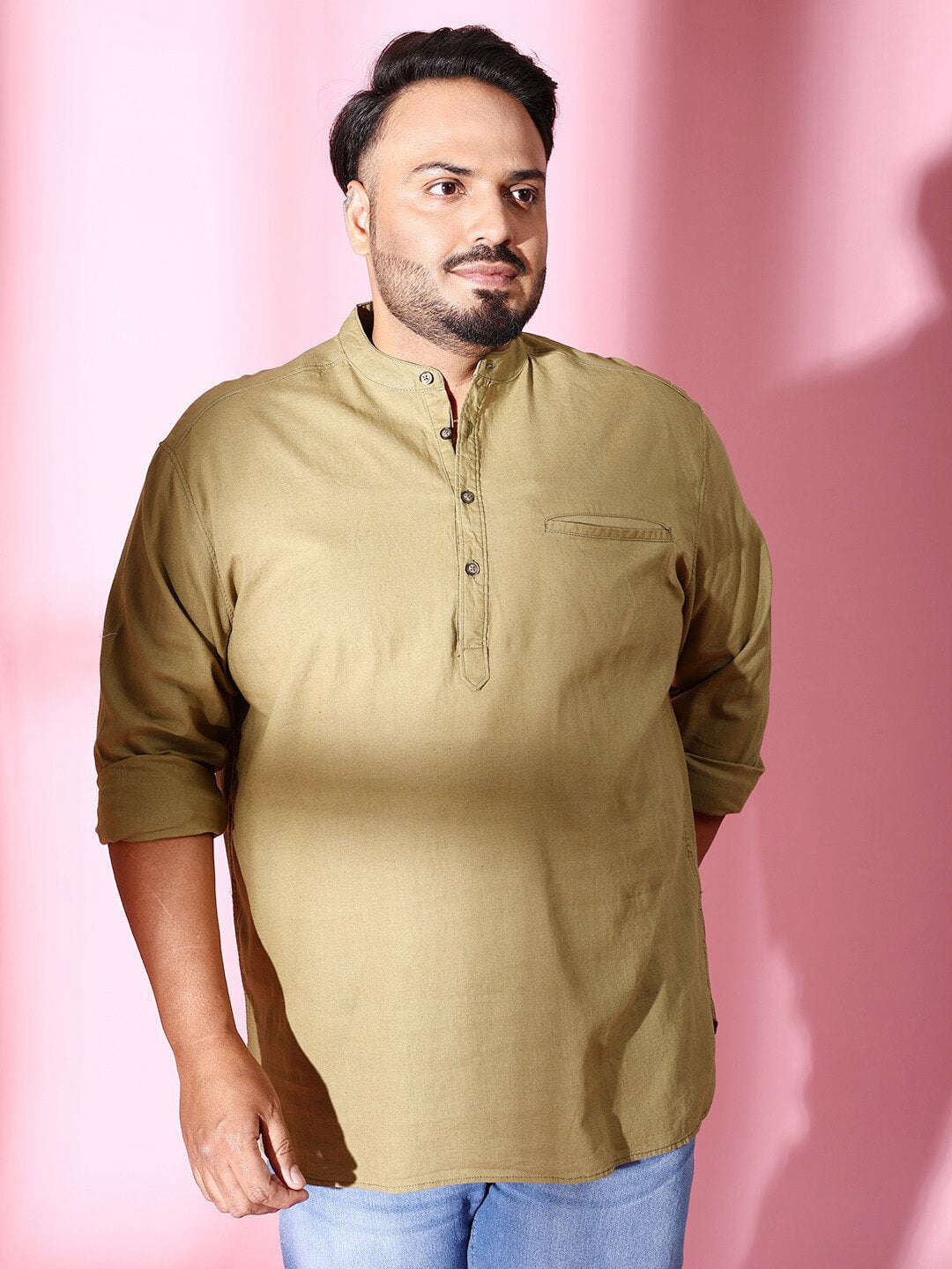 Shop Men Plus Size Linen Kurta Online.