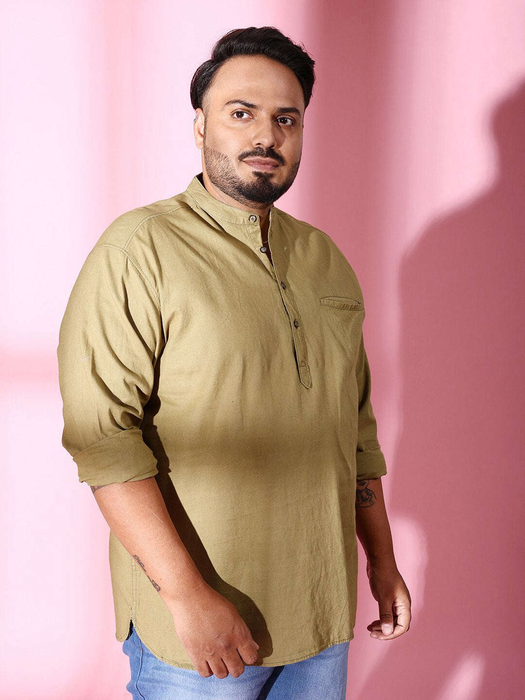 Shop Men Plus Size Linen Kurta Online.