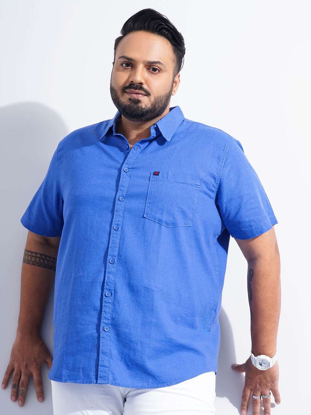 Shop Men Plus Size Solid Linen Shirt Online.