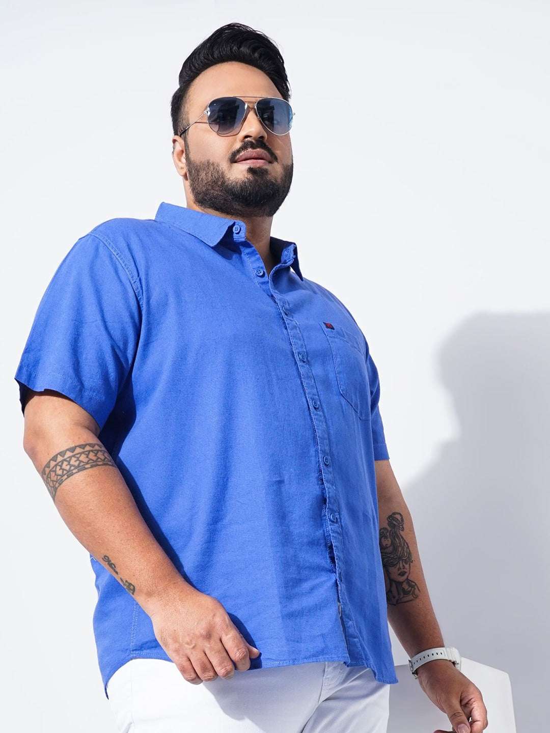 Shop Men Plus Size Solid Linen Shirt Online.