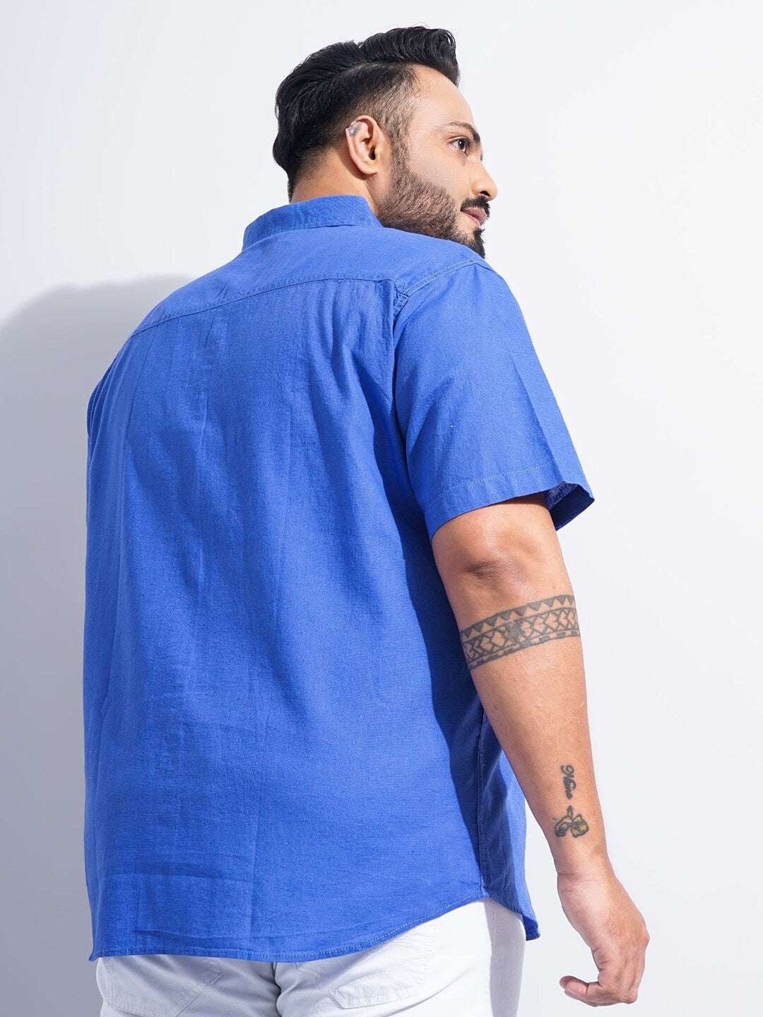 Shop Men Plus Size Solid Linen Shirt Online.