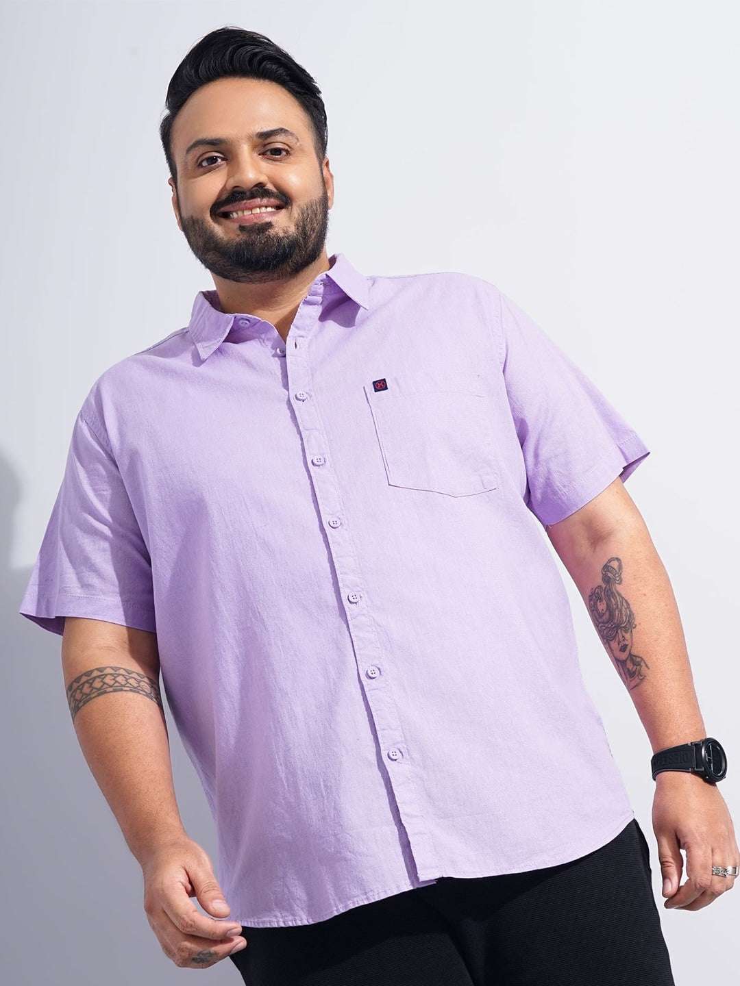 Shop Men Plus Size Solid Linen Shirt Online.