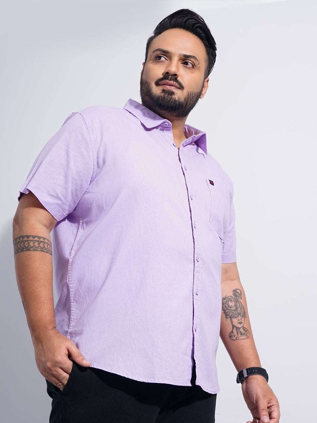 Shop Men Plus Size Solid Linen Shirt Online.