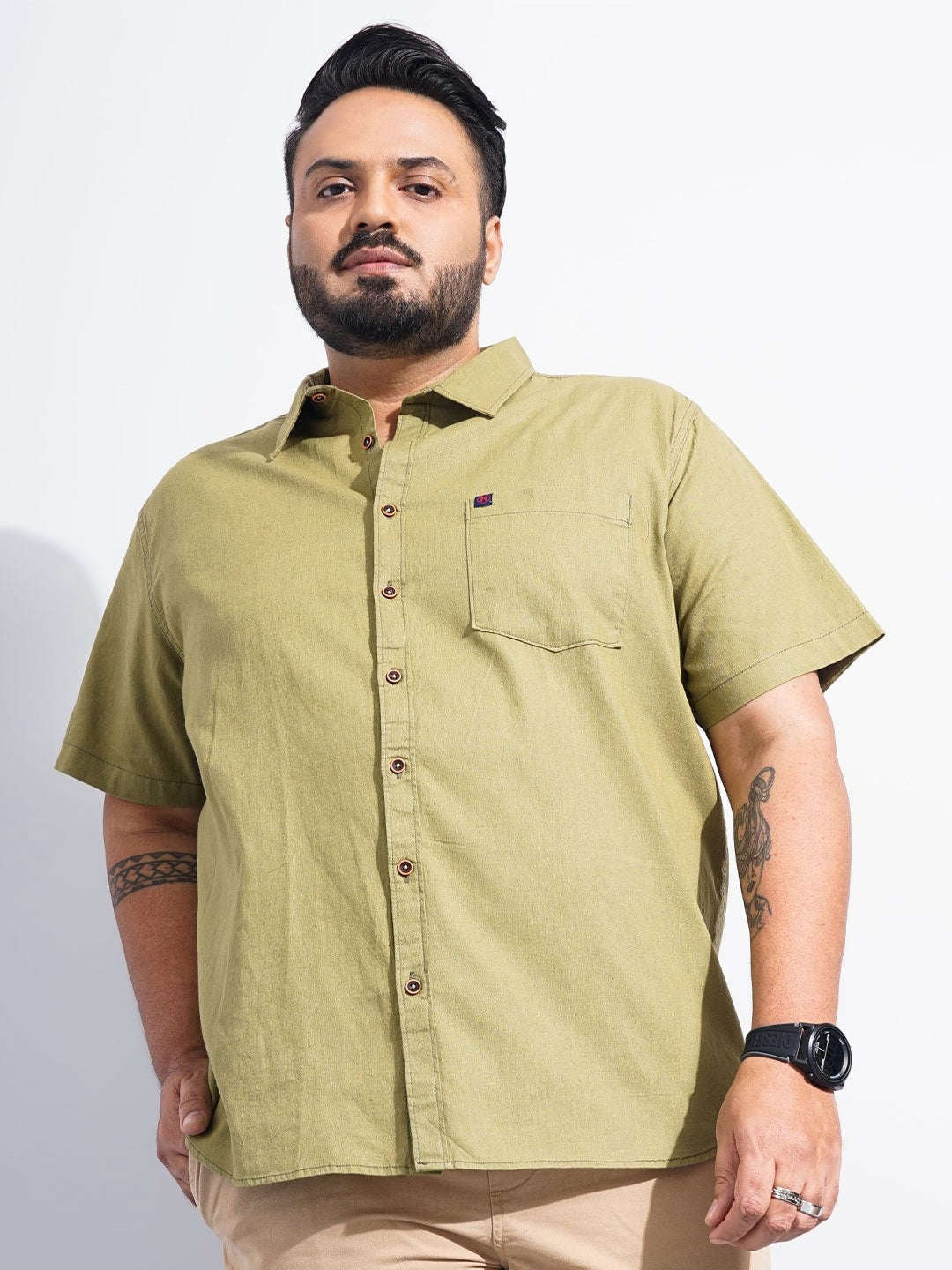 Shop Men Plus Size Solid Linen Shirt Online.