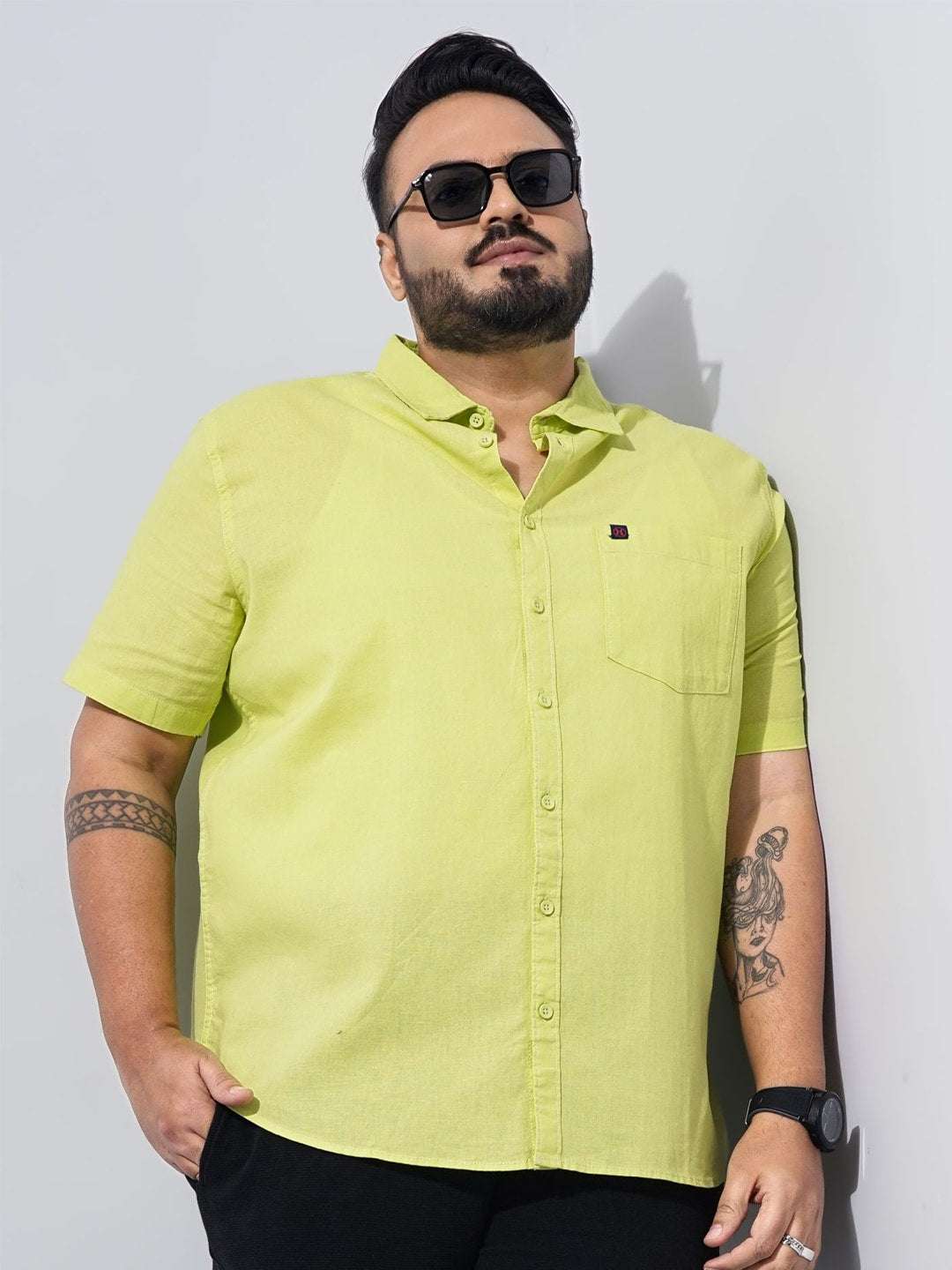 Shop Men Plus Size Solid Linen Shirt Online.