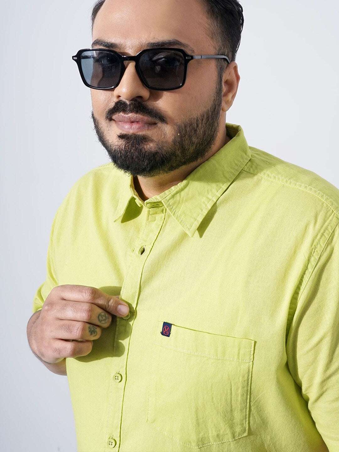 Shop Men Plus Size Solid Linen Shirt Online.