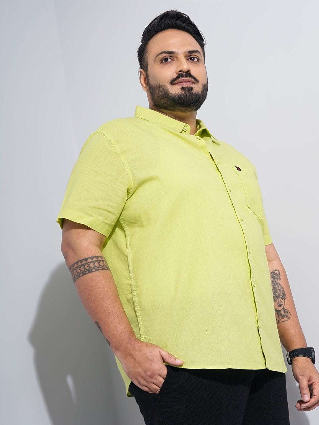 Shop Men Plus Size Solid Linen Shirt Online.