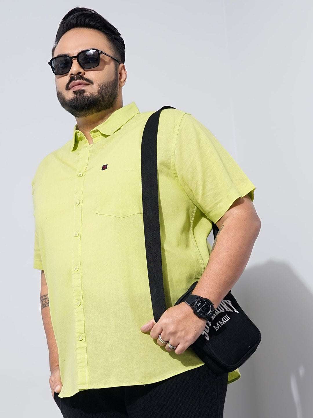 Shop Men Plus Size Solid Linen Shirt Online.