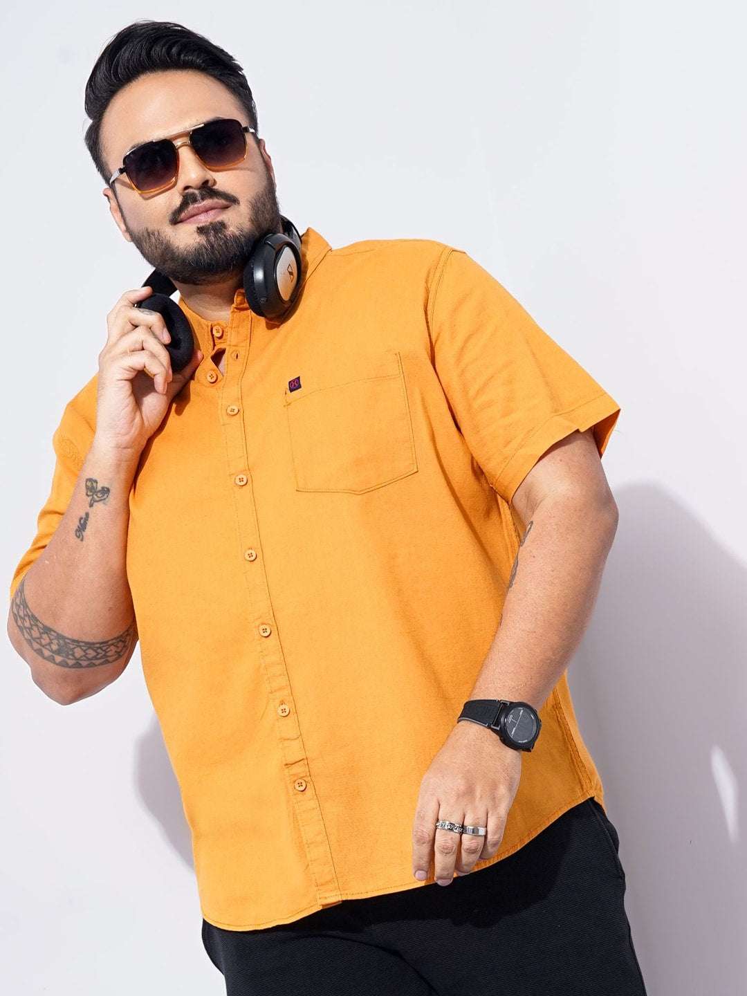 Shop Men Plus Size Solid Linen Shirt Online.