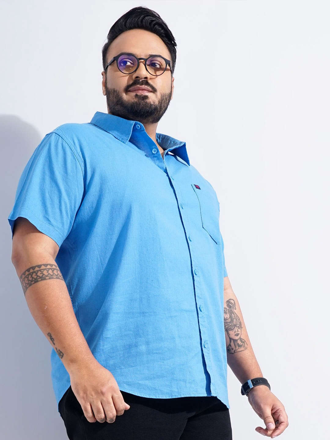 Shop Men Plus Size Solid Linen Shirt Online.