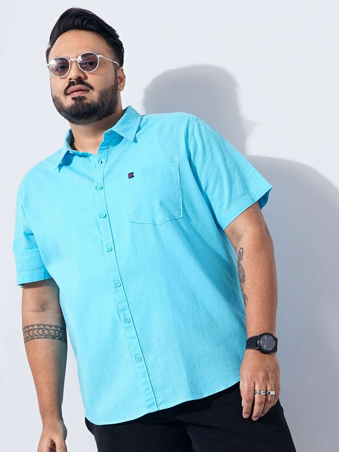 Shop Men Plus Size Solid Linen Shirt Online.