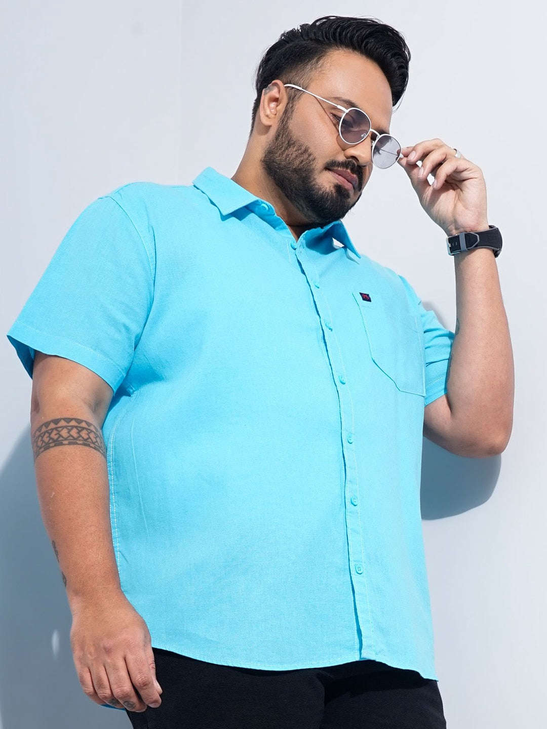 Shop Men Plus Size Solid Linen Shirt Online.