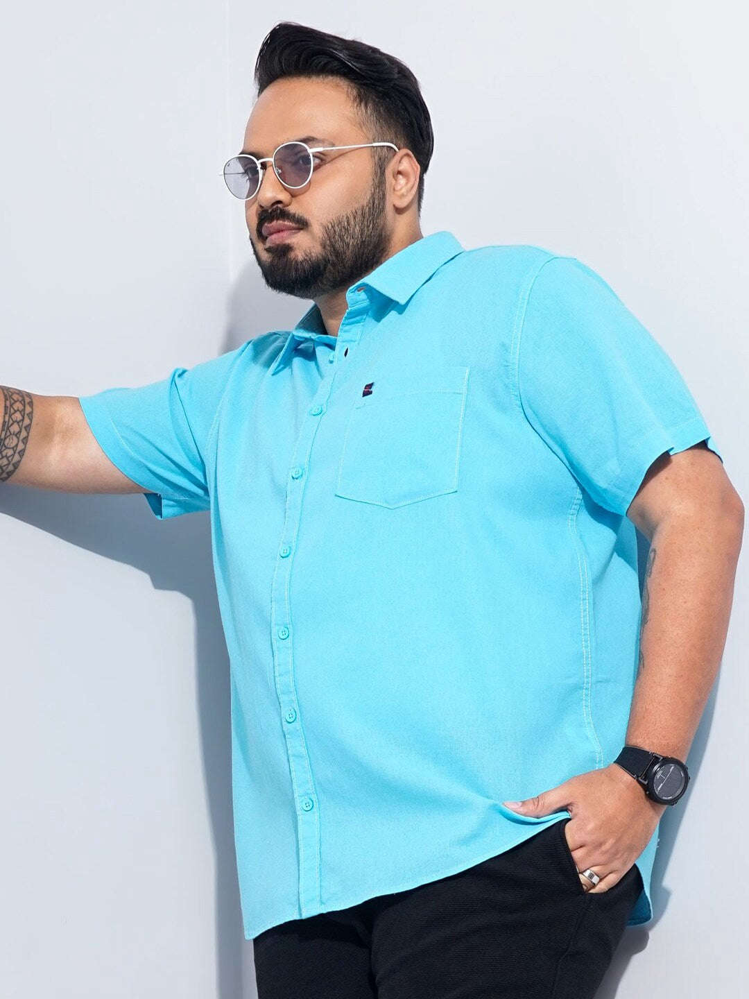 Shop Men Plus Size Solid Linen Shirt Online.