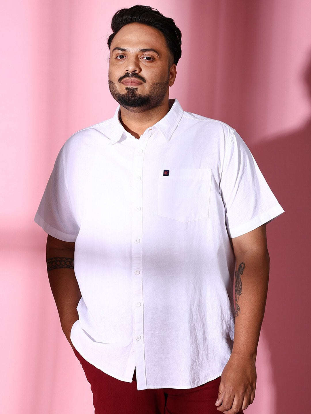 Shop Men Plus Size Solid Linen Shirt Online.