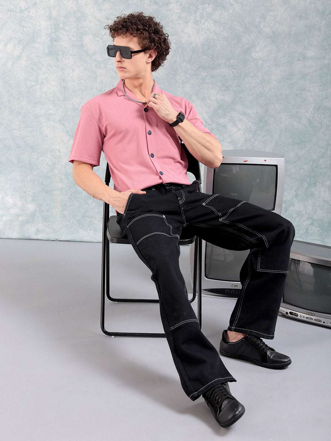 Shop Men Self Design Shirt Online.