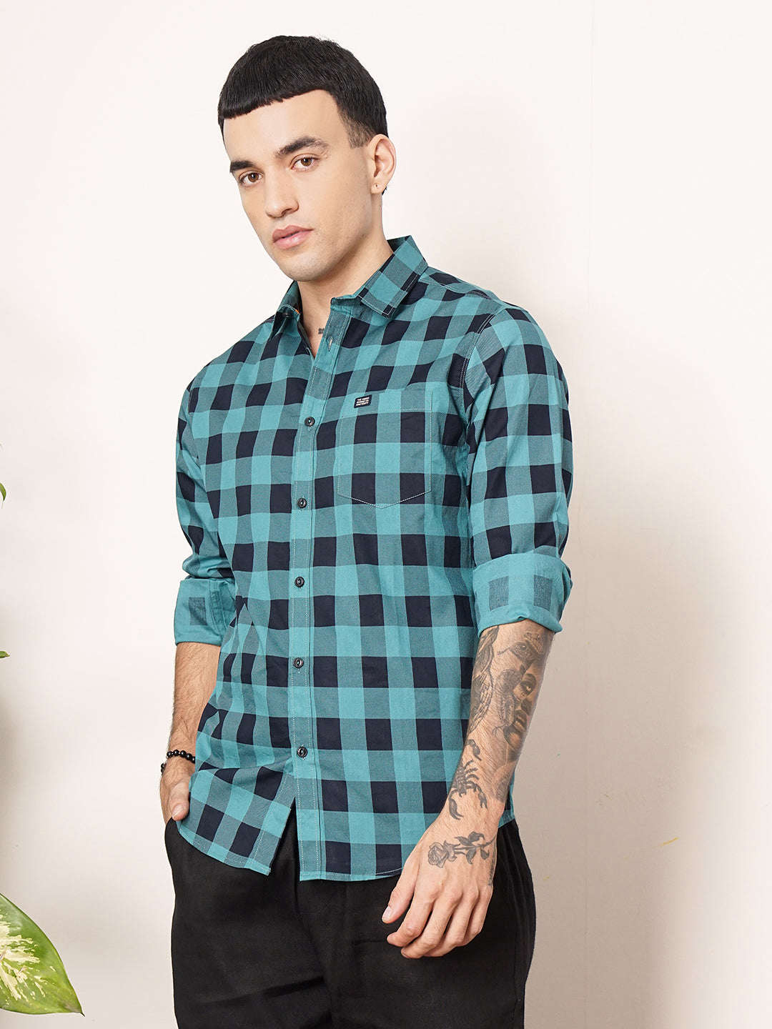 Shop Men Checked Casual Shirt Online.