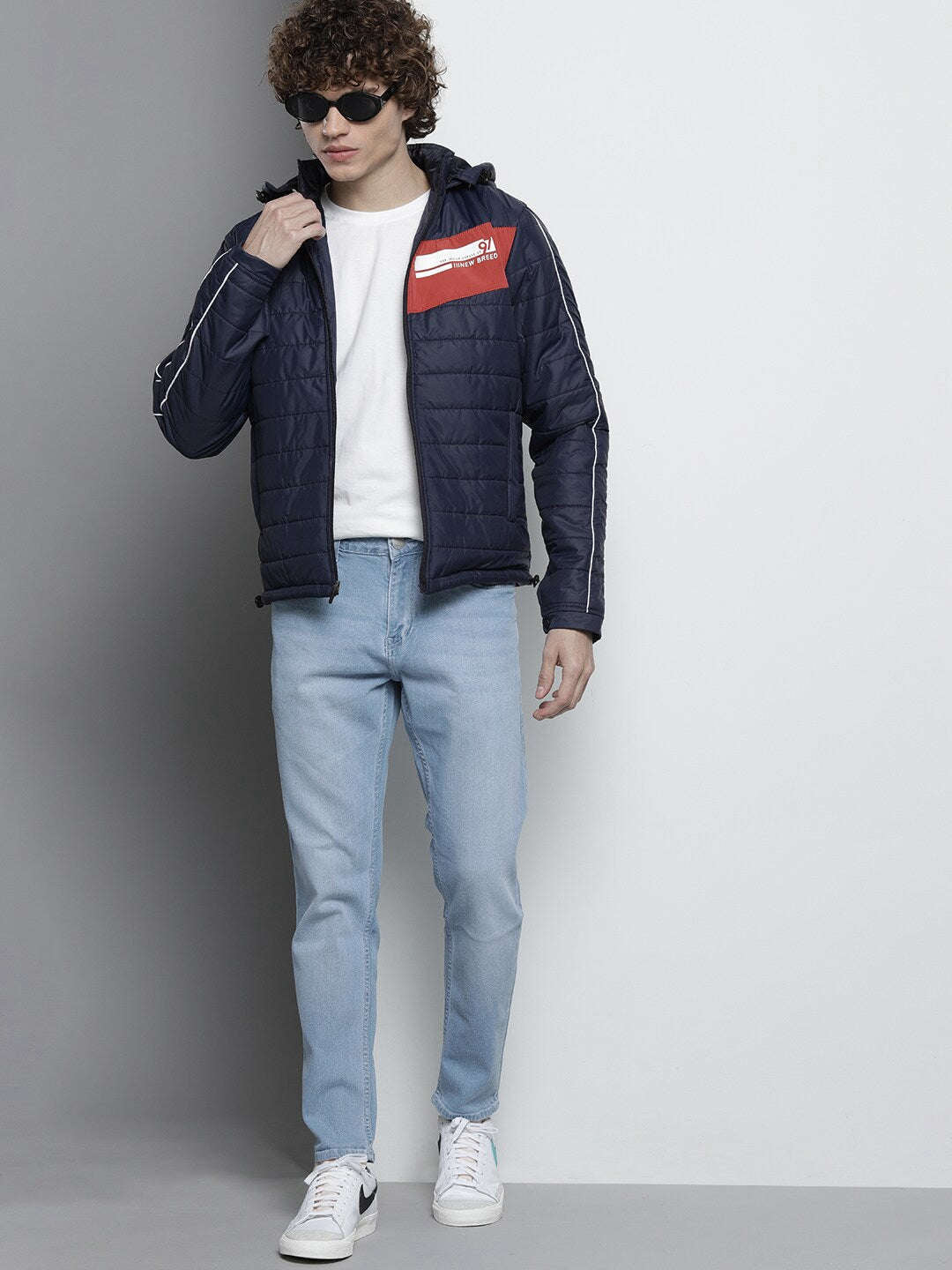 Shop Men Colourblocked Casual Jacket Online.