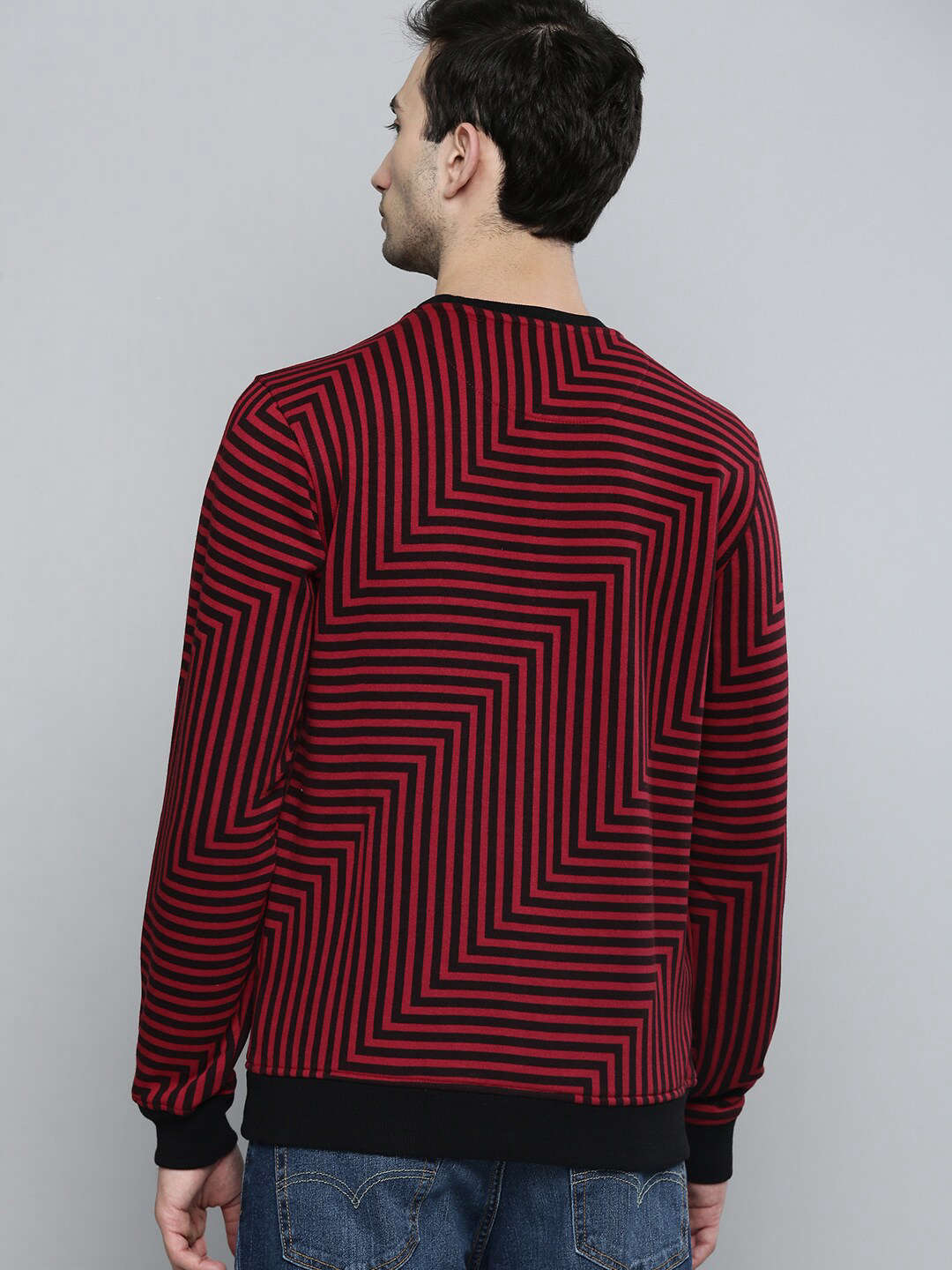 Shop Men's Striped Regular Fit Sweatshirt Online.