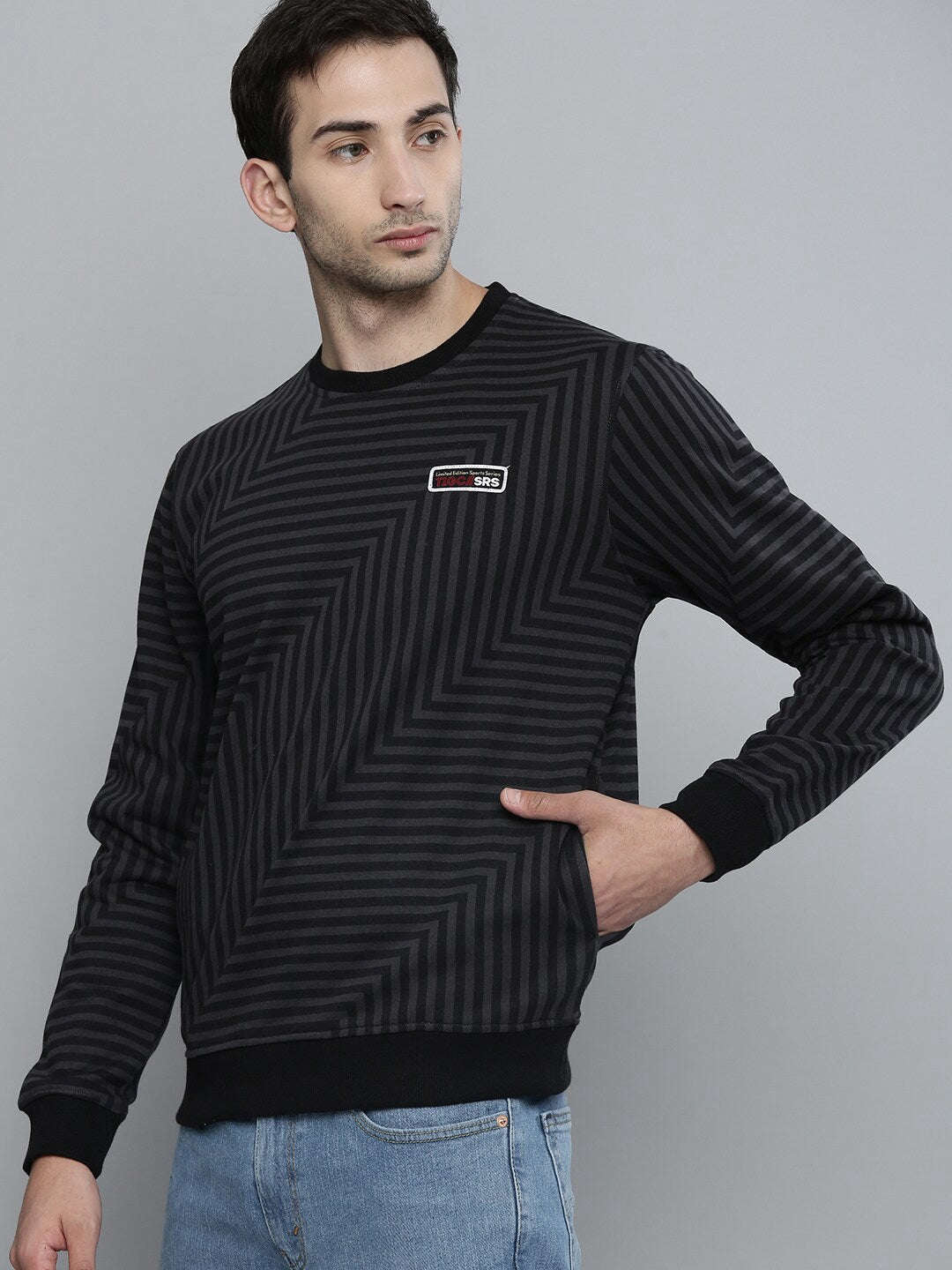 Shop Men's Striped Regular Fit Sweatshirt Online.